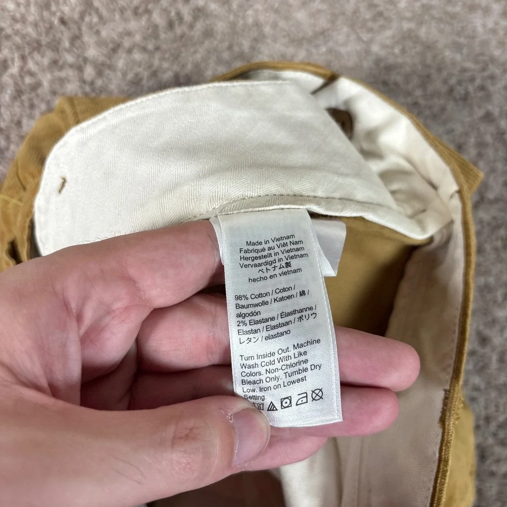 J.Crew Mens Oarsman Classic Straight Corduroy Pants 34x36 Mustard Tan Stretch